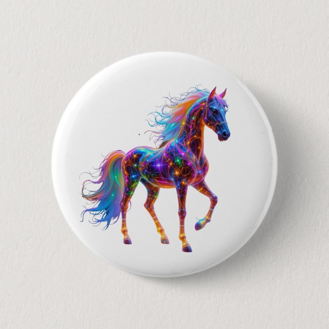 Badge Rond 5 Cm Le majestueux Neon Horse (Devant)