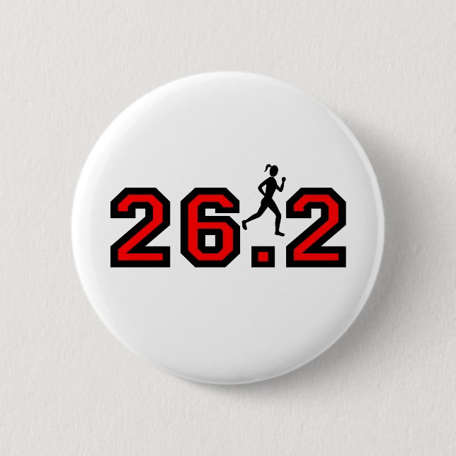 Badge Rond 5 Cm le marathon des femmes 26,2 (Devant)