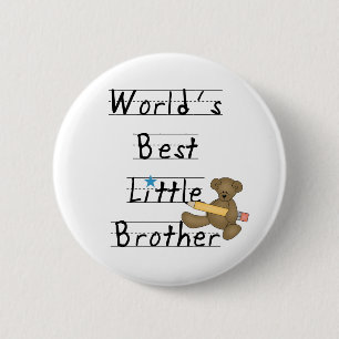Badge Rond 5 Cm Le meilleur petit frère du monde de papier rayé