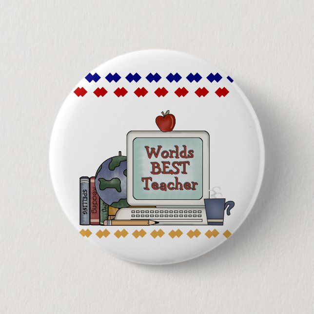 Badge Rond 5 Cm Le meilleur professeur des mondes (Devant)