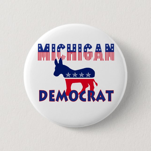 Badge Rond 5 Cm Le Michigan Démocrate (Devant)
