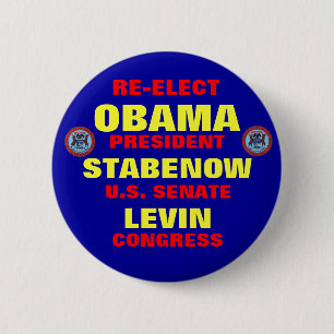Badge Rond 5 Cm Le Michigan pour Obama Stabenow Levin