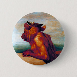 Badge Rond 5 Cm Le Minotaur par George Frederic Watts