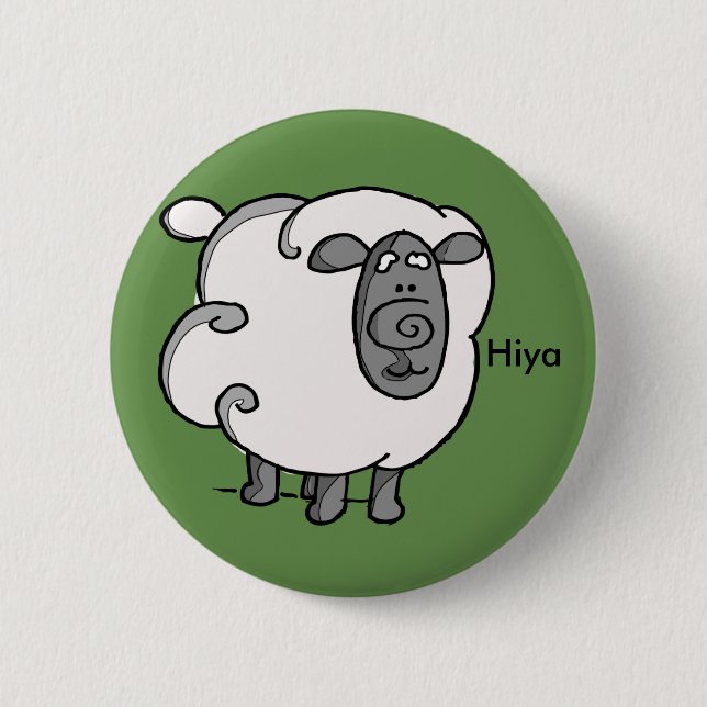 Badge Rond 5 Cm Le mouton irlandais indique salut (Devant)