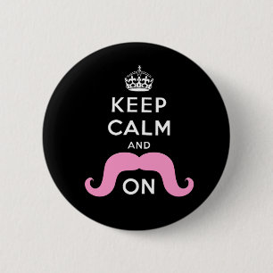 Badge Rond 5 Cm Le noir drôle, rose gardent le calme et la