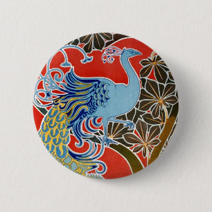 Badge Rond 5 Cm Le paon bleu