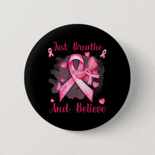 Badge Rond 5 Cm Le Papillon Ruban Respire Et Croit Le Cancer Du Se