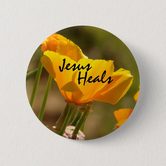 Badge Rond 5 Cm Le pavot Jésus guérit le bouton (Devant)