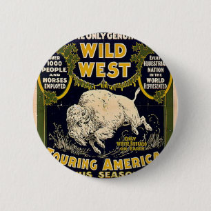 Badge Rond 5 Cm Le Pawnee Bill montre l'ouest sauvage