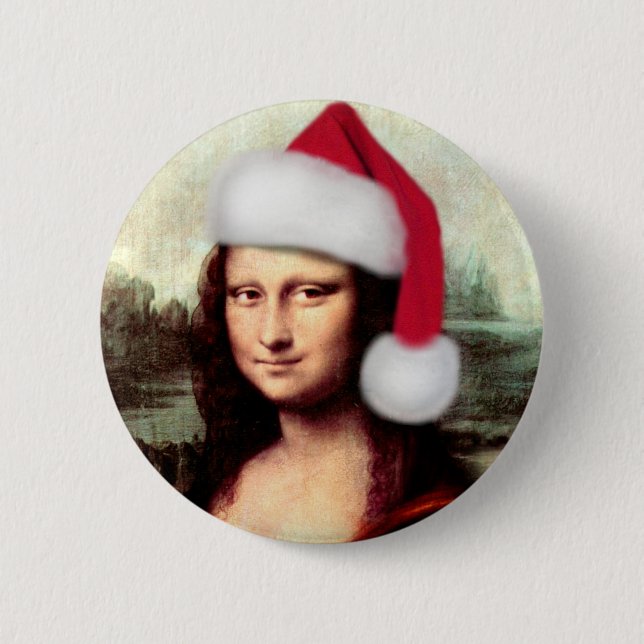 Badge Rond 5 Cm Le Père Noël de Mona Lisa (Devant)