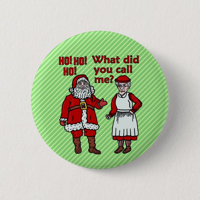 Badge Rond 5 Cm Le père noël et Mme drôles Christmas (Devant)
