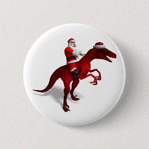 Badge Rond 5 Cm Le Père Noël Sur Dino