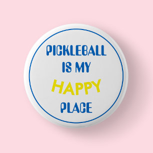 Badge Rond 5 Cm Le pickleball rétro amusant est mon endroit heureu