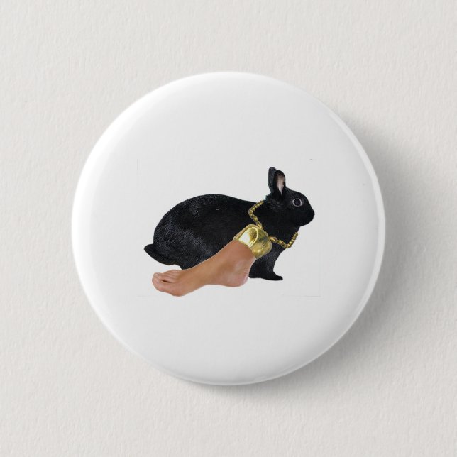 Badge Rond 5 Cm Le pied humain chanceux du lapin (Devant)