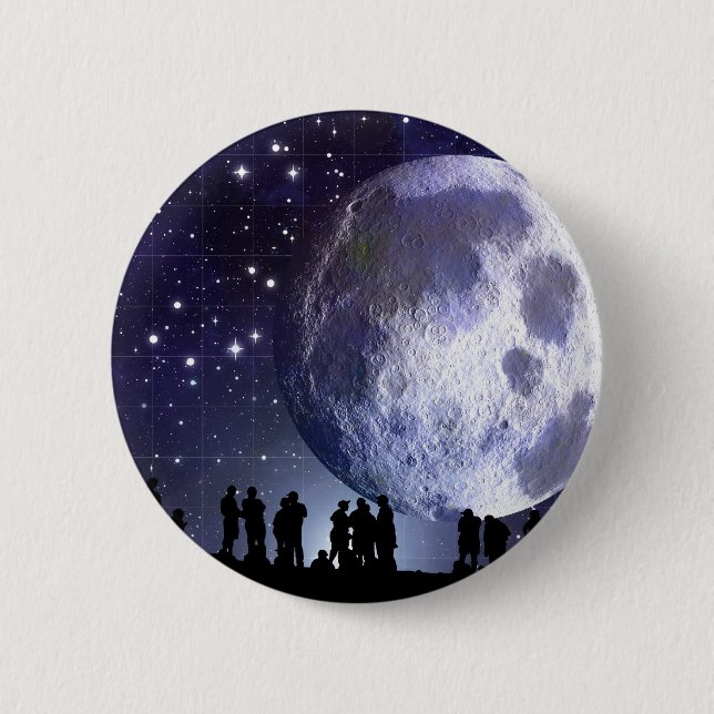 Badge Rond 5 Cm Le planétarium silhouette l'astronomie d'étoiles (Devant)