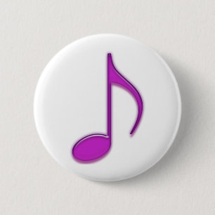 Badge Rond 5 Cm Le pourpre gravent la 8ème note musicale