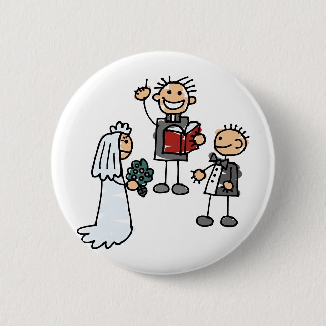 Badge Rond 5 Cm Le Premier Ministre Révérend Cérémonie Mariage (Devant)