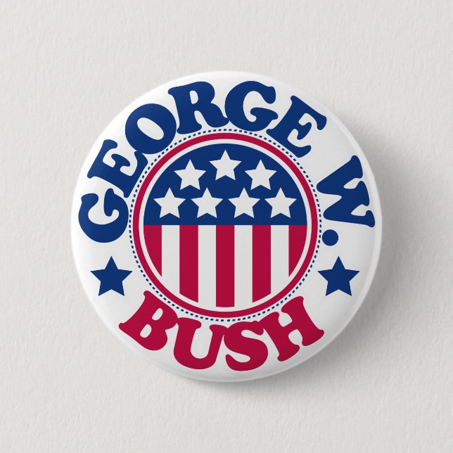 Badge Rond 5 Cm Le Président George W Bush des USA (Devant)