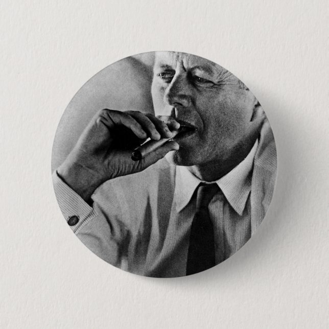 Badge Rond 5 Cm Le président John F Kennedy Fumer (Devant)