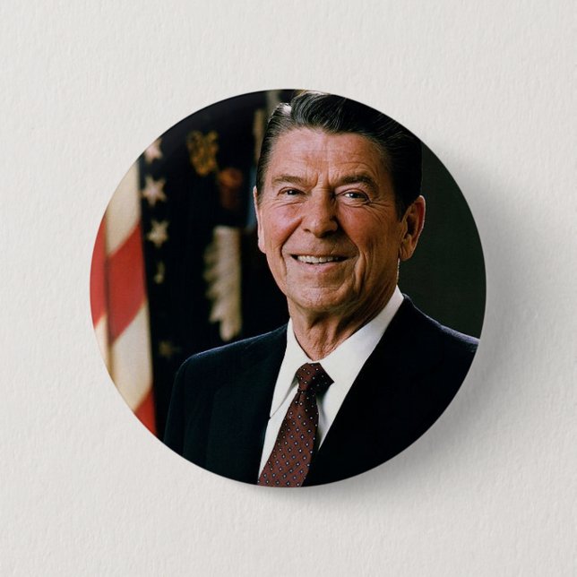 Badge Rond 5 Cm Le Président Reagan (Devant)