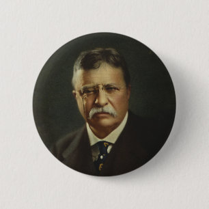Badge Rond 5 Cm Le Président Theodore Roosevelt par la lithographi