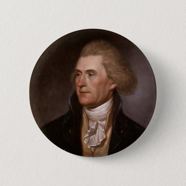 Badge Rond 5 Cm Le Président Thomas Jefferson (Devant)