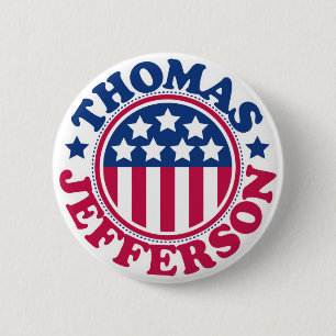 Badge Rond 5 Cm Le Président Thomas Jefferson des USA