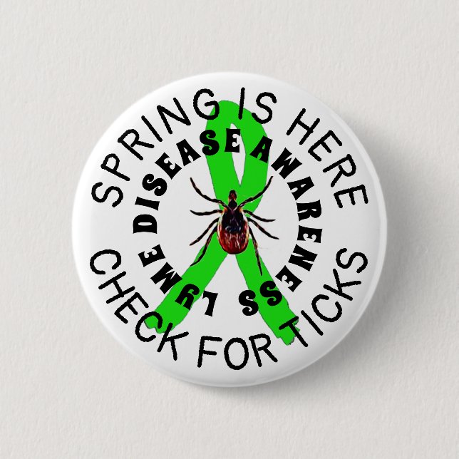 Badge Rond 5 Cm Le printemps est là, vérifiez le bouton Ticks (Devant)