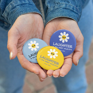 Badge Rond 5 Cm Le rire est le meilleur bouton de médecine