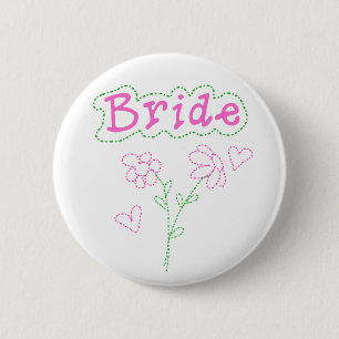 Badge Rond 5 Cm Le rose fleurit la jeune mariée