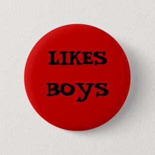 BADGE ROND 5 CM LE ROUGE AIME LE BOUTON DE GARÇONS