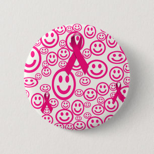 Badge Rond 5 Cm Le ruban rose sourit