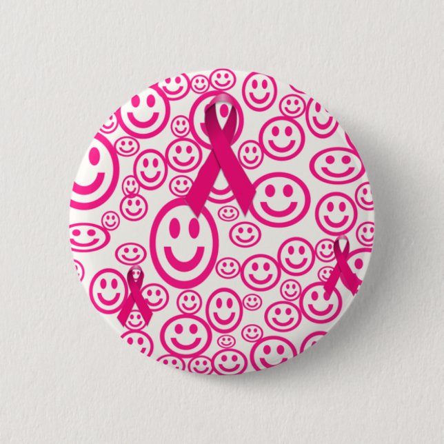 Badge Rond 5 Cm Le Ruban Rose Sourit Qui Aide (Devant)