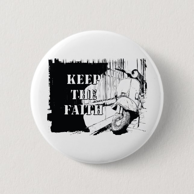 Badge Rond 5 Cm Le scooter gardent la foi (Devant)