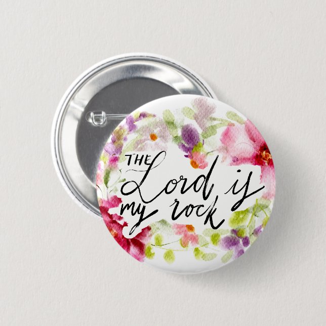 Badge Rond 5 Cm Le Seigneur est mon Rocher | Écriture (Devant & derrière)