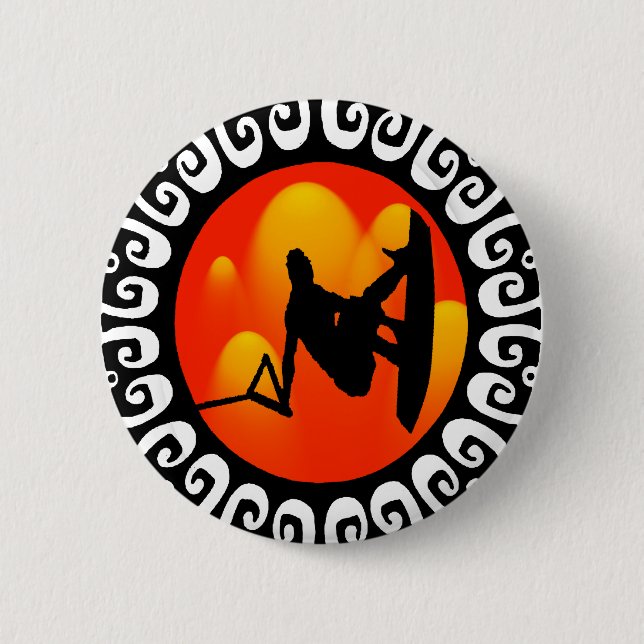 BADGE ROND 5 CM LE SOLEIL DE WAKEBOARDING FOU (Devant)