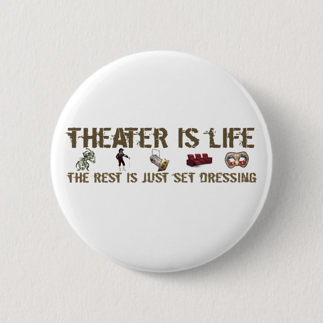 Badge Rond 5 Cm Le théâtre est la vie (Devant)