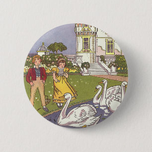 Badge Rond 5 Cm Le Vilain Petit Canard, Conte de Fées Vintage de H
