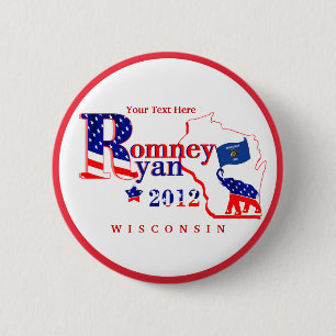 Badge Rond 5 Cm Le Wisconsin Romney et personnaliser 2 de bouton