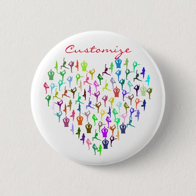 Badge Rond 5 Cm Le Yoga Poses Coeur Thunder_Cove (Devant)