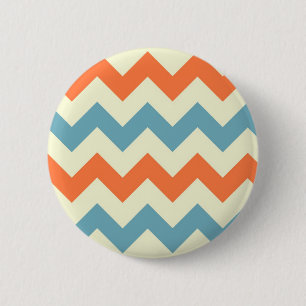 Badge Rond 5 Cm Le zigzag bleu orange de chevron barre le motif de