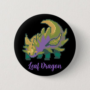 Badge Rond 5 Cm Leaf Dragon pixel art