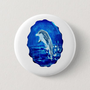 Badge Rond 5 Cm Leaping Dolphin Art