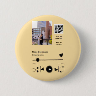 Badge Rond 5 Cm Lecteur de musique couple personnalisé code q r te