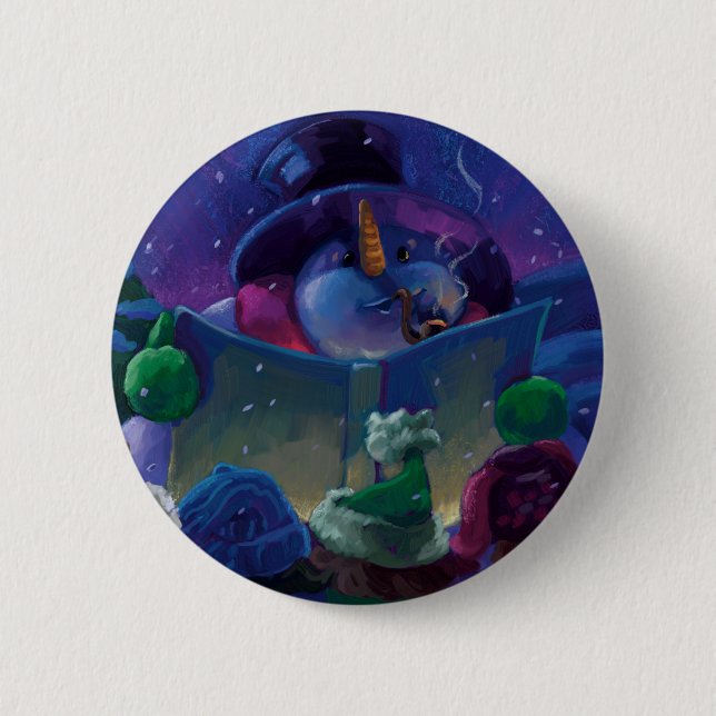 Badge Rond 5 Cm Lecture d'hiver (Devant)