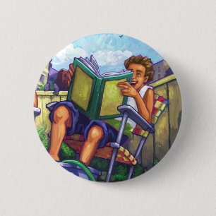 Badge Rond 5 Cm Lecture en été