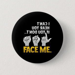 Badge Rond 5 Cm Lecture Labiale Langue Des Signes Hand Gesture Sou