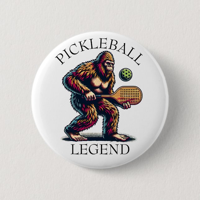 Badge Rond 5 Cm Légende du Pickleball | Funny Bigfoot (Devant)