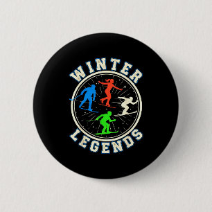Badge Rond 5 Cm légendes d'hiver hockey ski snowboard patinage