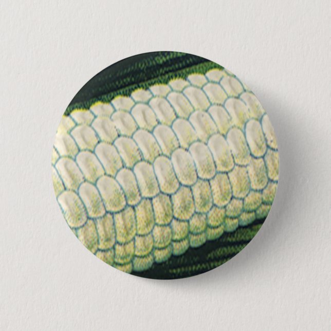 Badge Rond 5 Cm Légumes vintages de la nourriture Maïs blanc sur l (Devant)